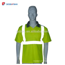 Oi Vis Amarelo Evento Segurança Polo T-shirt de Alta Visibilidade de Segurança Dia / Noite Camisa de Trabalho Com Tiras Refletivas